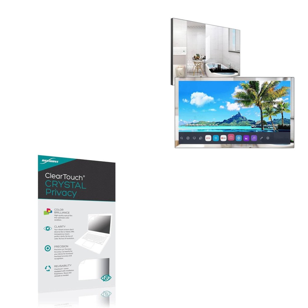 BoxWave Screen Protector Compatible with elecsung 28 in 4k Smart LED Mirror TV - ClearTouch Crystal Privacy (2-Pack), Privacy Screen Protector Flexible Film Clear