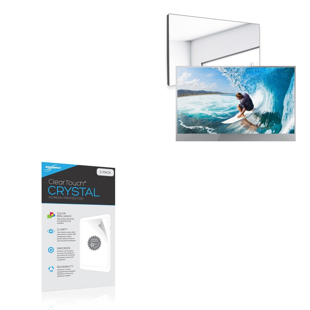 BoxWave Screen Protector Compatible with elecsung 22 in Smart Mirror Bathroom TV - ClearTouch Crystal (2-Pack), HD Film Skin - Shields from Scratches