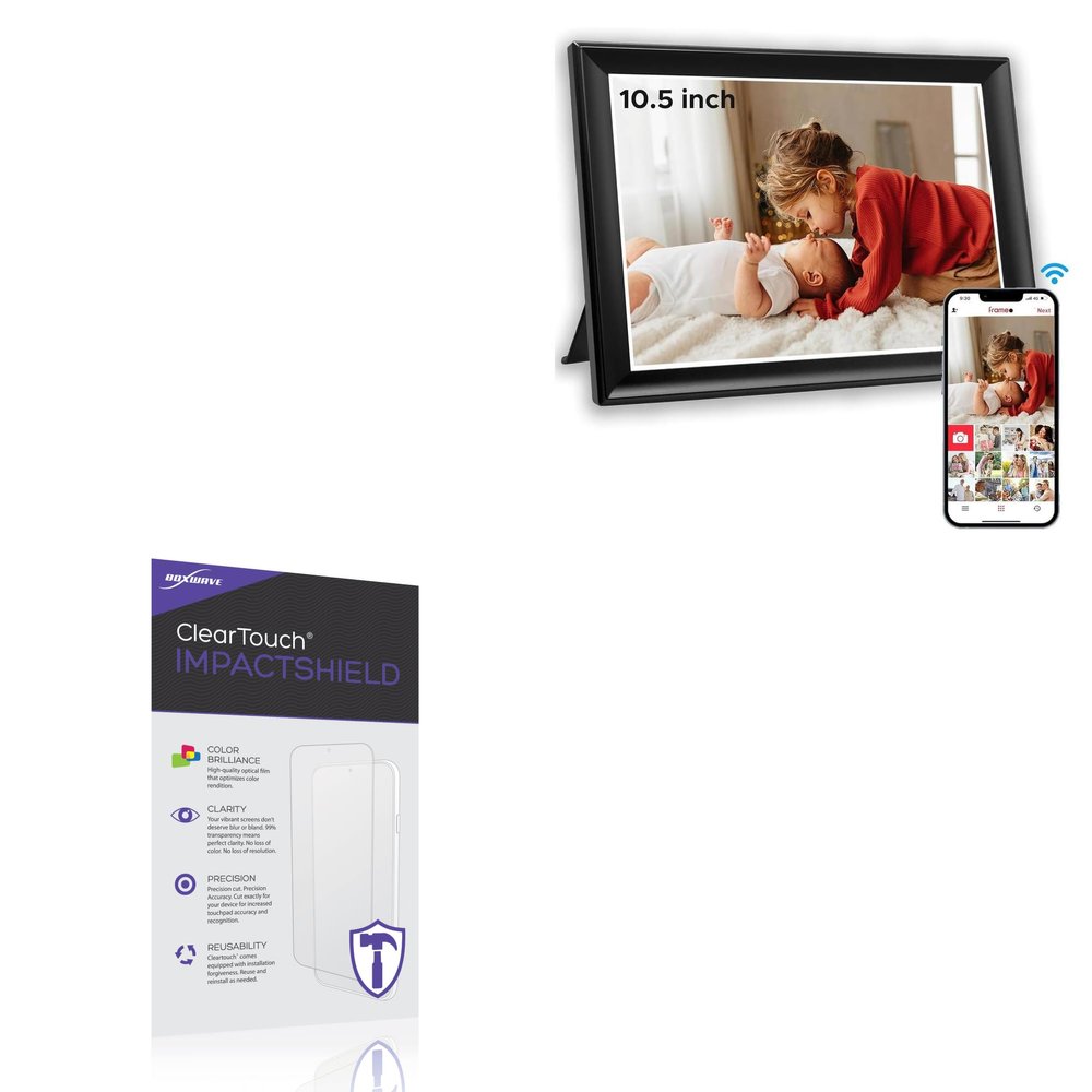 BoxWave Screen Protector Compatible with Home and Beyond Large 10.5 Digital Photo Frame - ClearTouch ImpactShield (2-Pack), Impenetrable Screen Protector Flexible Film