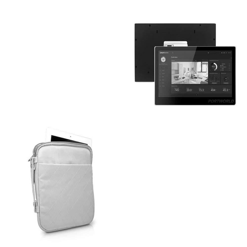 BoxWave Case Compatible with XMSJ in-Wall Smart Touchscreen 10.1 - Quilted Carrying Bag, Soft Synthetic Leather Cover w/Diamond Design - Cool Grey