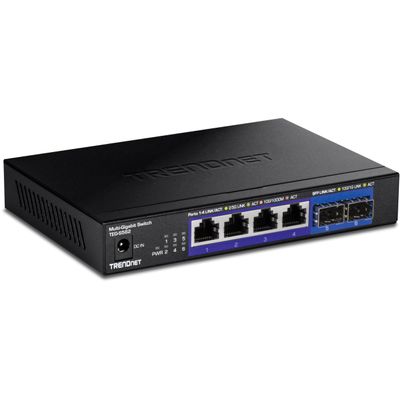 TRENDnet 6-Port Unmanaged Multi-Gig Switch, 4 x 2.5GBASE-T Ports, 2 x 10G SFP+ Ports Fanless, Compact Desktop Design, Metal Housing,Black, TEG-S562 (Renewed)