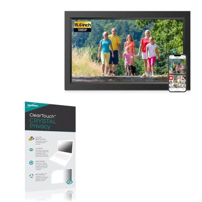 BoxWave Screen Protector Compatible with Jazeyeah 15.6 in Large Digital Picture Frame - ClearTouch Crystal Privacy (2-Pack), Privacy Screen Protector Flexible Film Clear
