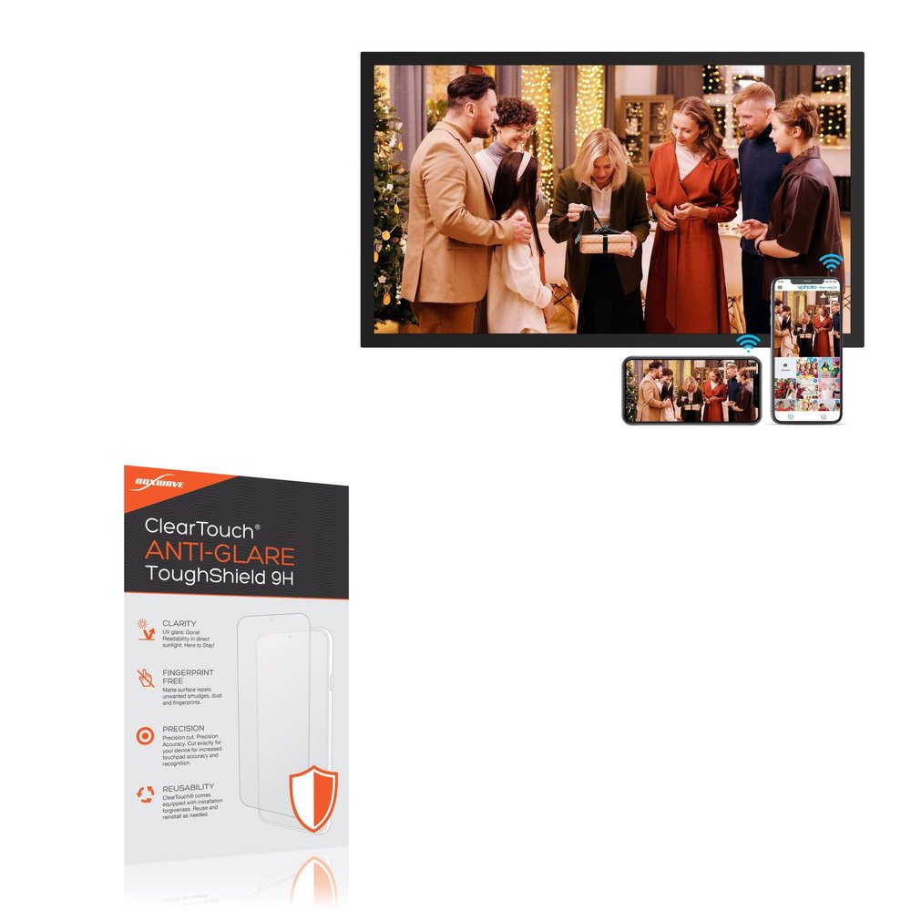 BoxWave Screen Protector Compatible with FULLJA Large Digital Picture Frame 21.5 in - ClearTouch Anti-Glare ToughShield 9H (2-Pack), Anti-Glare 9H Tough Flexible Film Screen Protector