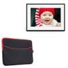 BoxWave Case Compatible with Loop WiFi Digital Picture Frame 10 in - SoftSuit with Pocket, Soft Pouch Neoprene Cover Sleeve Zipper Pocket - Jet Black with Red Trim view 1