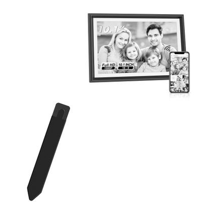 BoxWave Stylus Pouch Compatible with LiviNGPAi 10.1 in Digital Picture Frame 16gb - Stylus PortaPouch, Pen Stylii Holder Carrier Portable Self-Adhesive - Jet Black