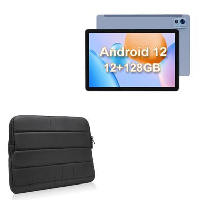 BoxWave Case Compatible with FancyFish T30B Android 12 Tablet - Polar Jacket, Puffy Padded Material Zip Up Sleeve Pouch - Jet Black