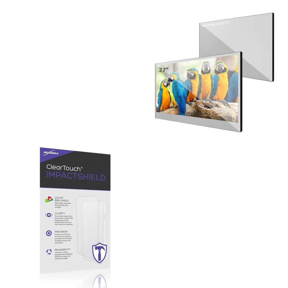 BoxWave Screen Protector Compatible with elecsung 27 in Smart Mirror TV for Bathroom - ClearTouch ImpactShield (2-Pack), Impenetrable Screen Protector Flexible Film