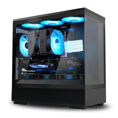 Zalman P10 Micro ATX Case, MATX PC Case with 120mm ARGB Fan Pre-Installed, Panoramic View Tempered Glass Front & Side Panel, USB Type-C and USB 3.0, Black