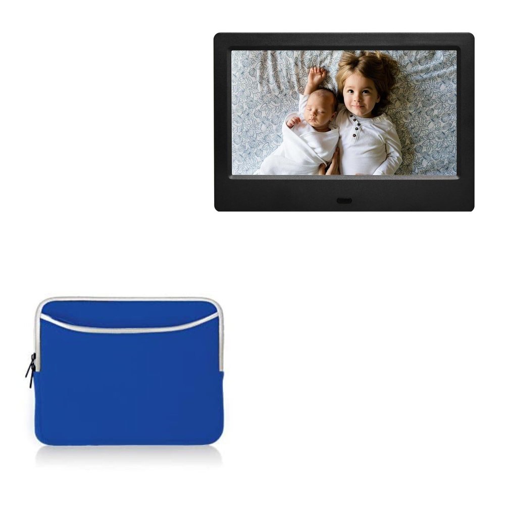 BoxWave Case Compatible with Amaboo 7 in Digital Photo Frame - SoftSuit with Pocket, Soft Pouch Neoprene Cover Sleeve Zipper Pocket - Super Blue