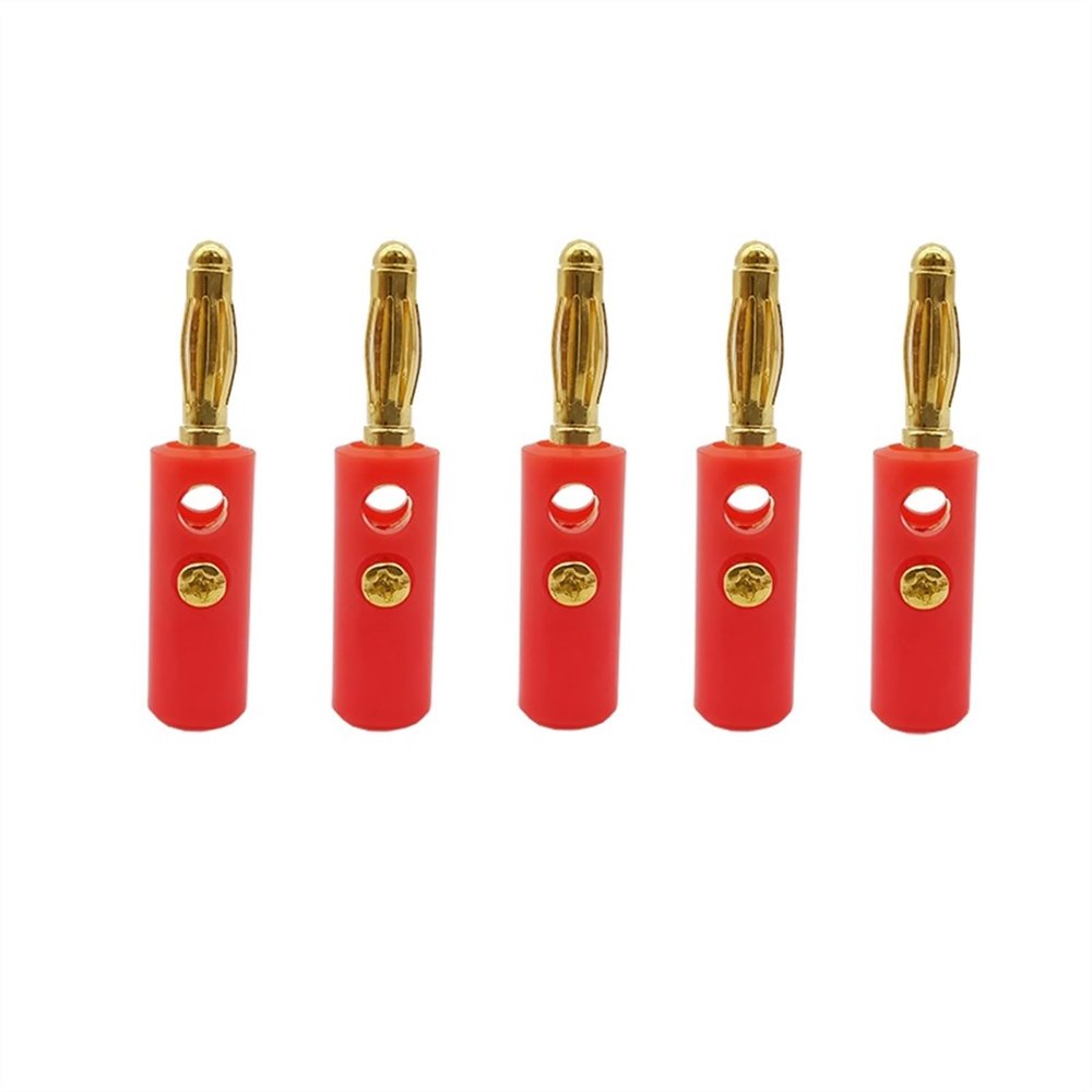 WUZDPRCJ 100Pcs 4mm Banana Plug Connector Wire Speaker Audio Connector Banane Male Plugs Adapter 4mm Banano Cable Connectors Gold Plated