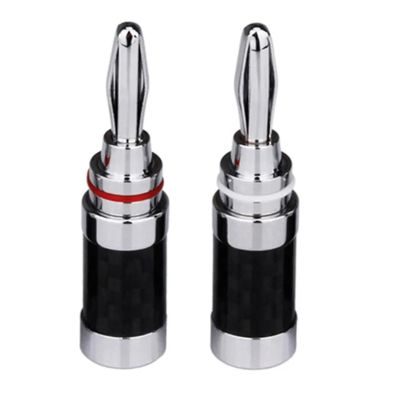 Banana Plug Speaker Connector Carbon Fiber Rhodium Plated Terminals Audio Video Speaker Bananas Connectors Red White (Size : 2 Pairs, Color : Black)