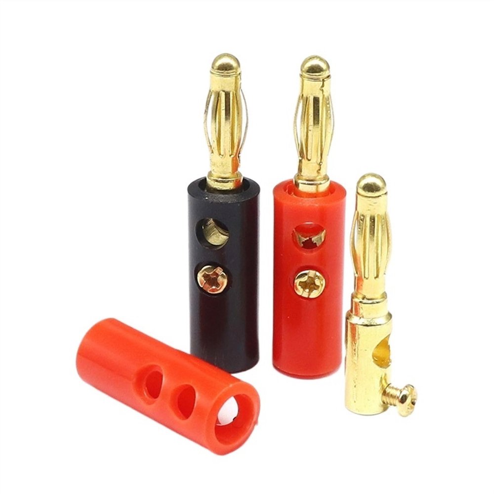 WUZDPRCJ 20pcs/10pairs Audio Speaker Screw Banana Gold Plate Plug Connector 4mm Black Red Gold