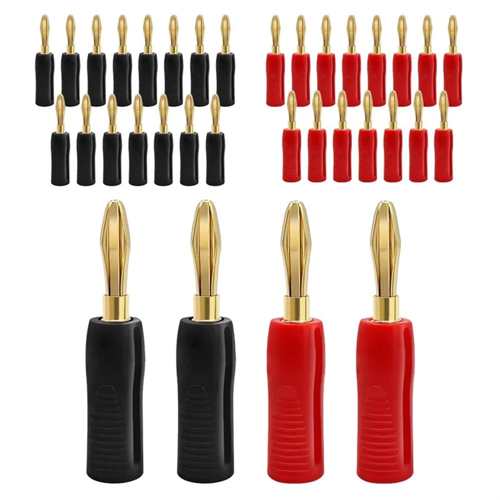 10/40PCS 4mm Gold Plated Speaker Banana Plug Horn Speakers Banana Connector for Audio Video Speaker Cable Adapter (Color : 10Pcs (5Pairs))