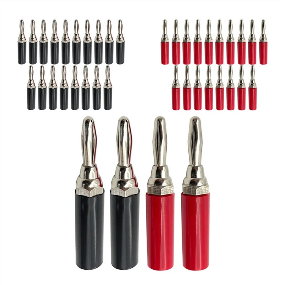 10/40Pcs 4mm Nickel/Chromium Plating Adapter Wire Cable Audio Speaker Connector Banana Plug (Color : 10 Red)