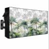Green Tropical Outdoor TV Cover Waterproof & Weatherproof TV Covers with Roll Up Front Flat for 52-55 Inch,TV Screen Protector Remote Control Pocket,Summer Palm Coconut Tree Plant Beach Watercolor view 1