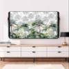 Green Tropical Outdoor TV Cover Waterproof & Weatherproof TV Covers with Roll Up Front Flat for 52-55 Inch,TV Screen Protector Remote Control Pocket,Summer Palm Coconut Tree Plant Beach Watercolor view 2