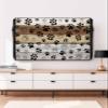 Farmhouse Paw Print Outdoor TV Cover Waterproof & Weatherproof TV Covers with Roll Up Front Flat for 60-65 Inch,Outside Zipper TV Screen Protector Enclosure Remote Control Pocket,Gradient Wooden Brown view 2