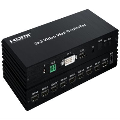 3x3 HDMI Video Wall Controller DVI TV Wall Processor with Audio 1080P 60Hz 2x2 2x3 2x4 1x3 1x4 1x5 TV Wall 9 Screen Video Wall Stitching Processor TV Splicing Box 180 Degree Rotate