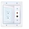 RiteAV CAT6-SHIELDED RCA-RED Recessed Wall Plate Cable Concealer Management Kit with Power Outlet Hides Cords and Cables view 1