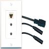 RiteAV CAT6 2 3.5mm Wall Plate with Pigtail Dongle Extension White view 1