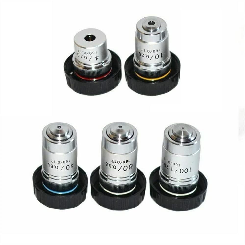 JOEBO Microscope Kit 4X 10X 20X 40X 60X Achromatic Biological Microscope Objective Lens 100X (Oil) 195mm Conjugate Distance Universal MS Thread Microscope Lens Adapters (Size : 40X)