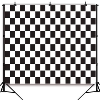 DePhoto 10x8Ft Black and White Checkered Backdrop Checkerboard Racing Race Flag Geometric Texture Boy's 2nd Birthday Party Photography Background Newborn Baby Shower Photo Banner