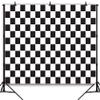 DePhoto 10x8Ft Black and White Checkered Backdrop Checkerboard Racing Race Flag Geometric Texture Boy's 2nd Birthday Party Photography Background Newborn Baby Shower Photo Banner view 1