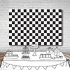 DePhoto 10x8Ft Black and White Checkered Backdrop Checkerboard Racing Race Flag Geometric Texture Boy's 2nd Birthday Party Photography Background Newborn Baby Shower Photo Banner view 4