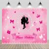chnywork 10x8ft Happy Birthday Backdrop Girls Birth Pink Theme Baby Doll Birthday Butterfly Crown Diamond Background Pink Theme Girl Doll Birth Party Baby Shower Party Decor Props view 1