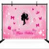 chnywork 10x8ft Happy Birthday Backdrop Girls Birth Pink Theme Baby Doll Birthday Butterfly Crown Diamond Background Pink Theme Girl Doll Birth Party Baby Shower Party Decor Props view 4