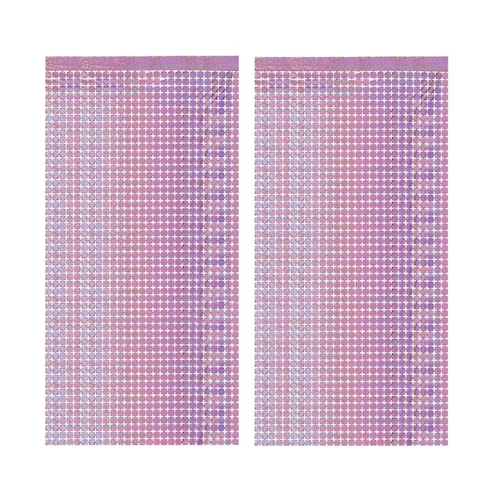LKXHarleya 2PCS 3.3 x 6.6ft Glitter Foil Fringe Curtains Mini Sequins Foil Curtain Backdrop Birthday Streamers Photo Props Wedding Party Decoration, Pink