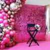 LKXHarleya 2PCS 3.3 x 6.6ft Glitter Foil Fringe Curtains Mini Sequins Foil Curtain Backdrop Birthday Streamers Photo Props Wedding Party Decoration, Pink view 3