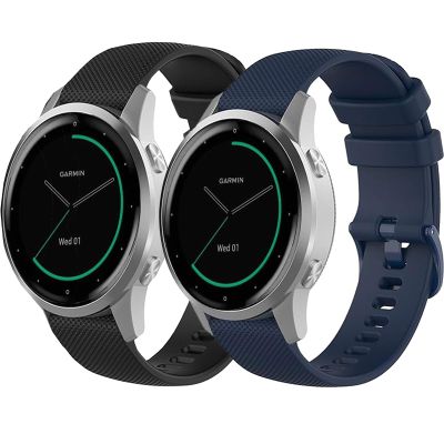 2 Pack Waterproof Wristband Compatible with Garmin Vivoactive 4S / Venu 3S / Venu 2S / Vivomove 3S, Quick Release 18mm Replacement Strap for Women Men (black/navy)
