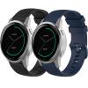 2 Pack Waterproof Wristband Compatible with Garmin Vivoactive 4S / Venu 3S / Venu 2S / Vivomove 3S, Quick Release 18mm Replacement Strap for Women Men (black/navy) view 1