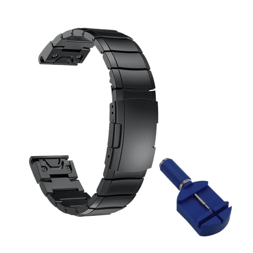 20/22/26mm stainless steel Quick Release WatchBand Fit for Garmin Fenix 7X/7/7S/6/6S/6X Pro/5X/5/5S Plus/Epix 2/MK2(Black 2,Quickfit 22mm Width)