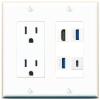 RiteAV HDMI 2 USB-3 USBC Wall Plate with 15A Power Outlet [White] view 1