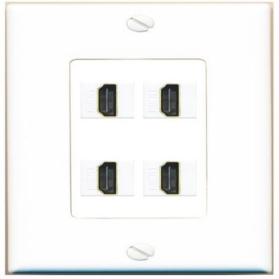 RiteAV 4 HDMI Wall Plate Decorative [White]
