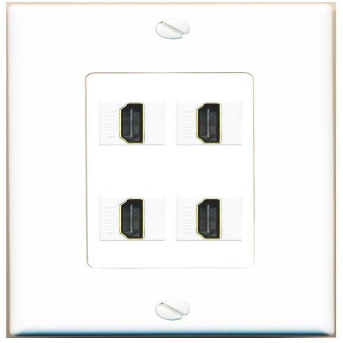 RiteAV 4 HDMI Wall Plate Decorative [White]