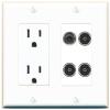 RiteAV 3.5mm 3 TOSLINK Wall Plate with 15A Power Outlet [White] view 1