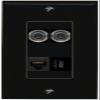 RiteAV 2 3.5mm CAT6 USBC Wall Plate Decorative [Black] view 1