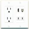 RiteAV HDMI Phone 2 USBC Wall Plate with 15A Power Outlet [White] view 1