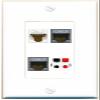 RiteAV CAT6 2 CAT7 Speaker Wall Plate Decorative [White] view 1