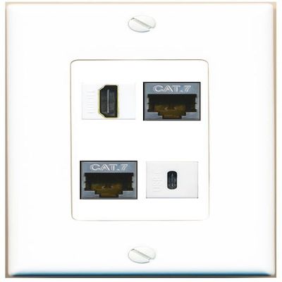 RiteAV 2 CAT7 HDMI USBC Wall Plate Decorative [White]