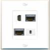 RiteAV 2 CAT7 HDMI USBC Wall Plate Decorative [White] view 1