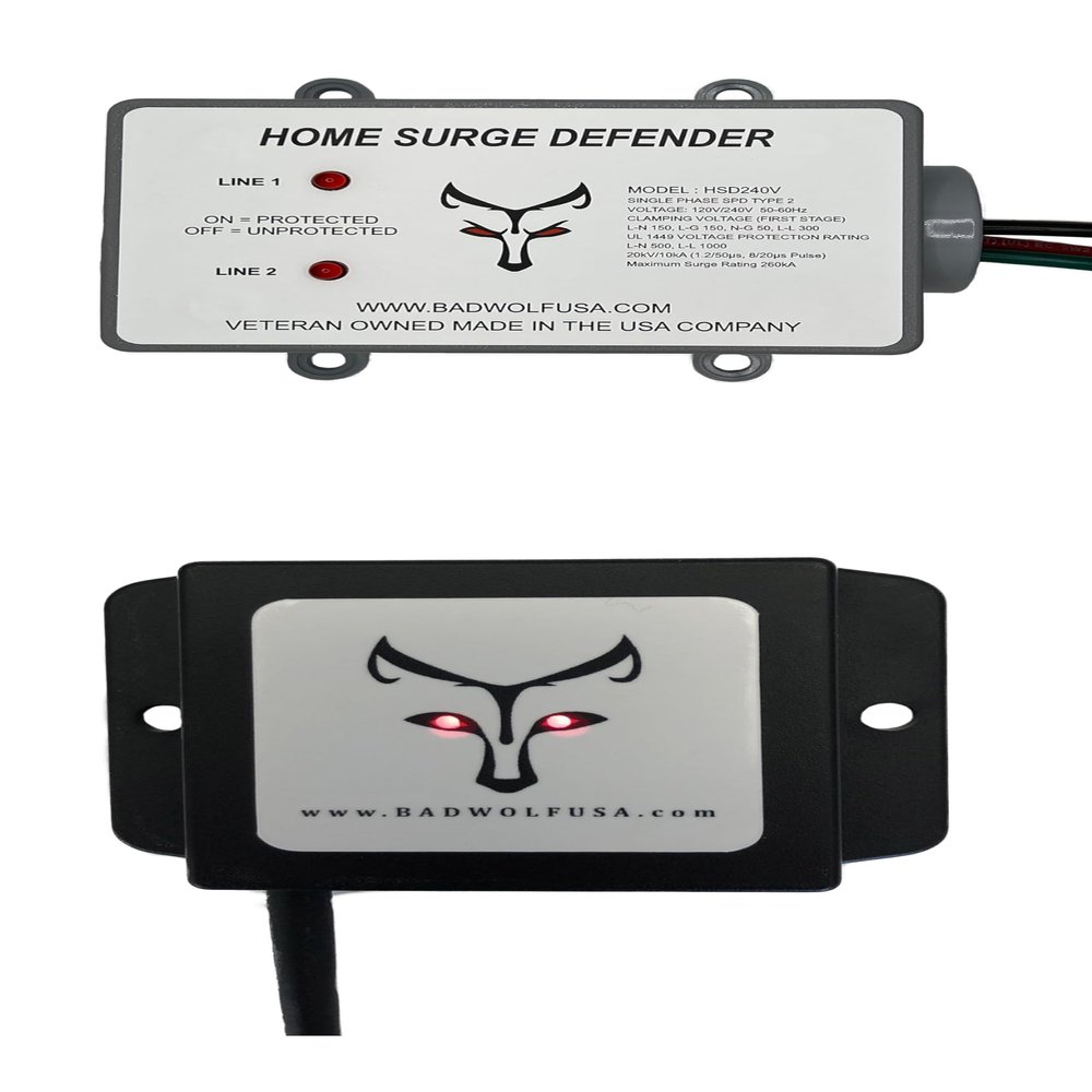 240VAC Whole House EMP Surge Protector and 12VDC Vehicle Surge Protection for EMP, Lightning and CME. Model Number HSD240V & MEMP12V Included.