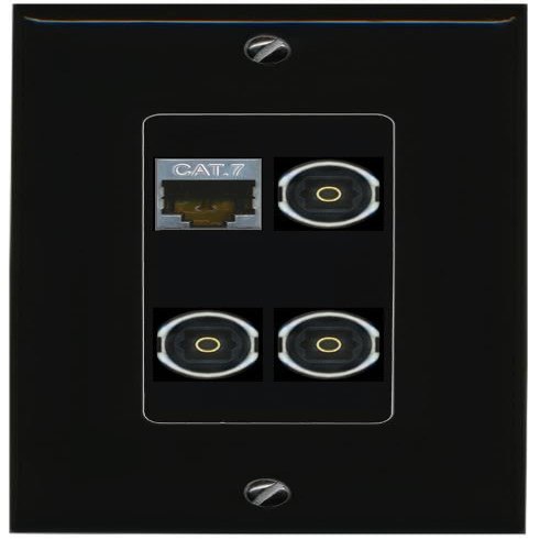 RiteAV CAT7 3 TOSLINK Wall Plate Decorative [Black]