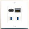 RiteAV 3.5mm CAT7 2 USB-3 Wall Plate Decorative [White] view 1