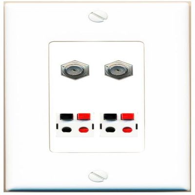 RiteAV 2 Coax 2 Speaker Wall Plate Decorative [White]