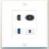 RiteAV HDMI TOSLINK USB-3 USBC Wall Plate Decorative [White] view 1