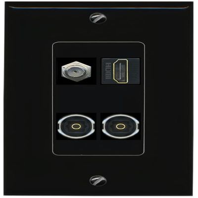 RiteAV Coax HDMI 2 TOSLINK Wall Plate Decorative [Black]